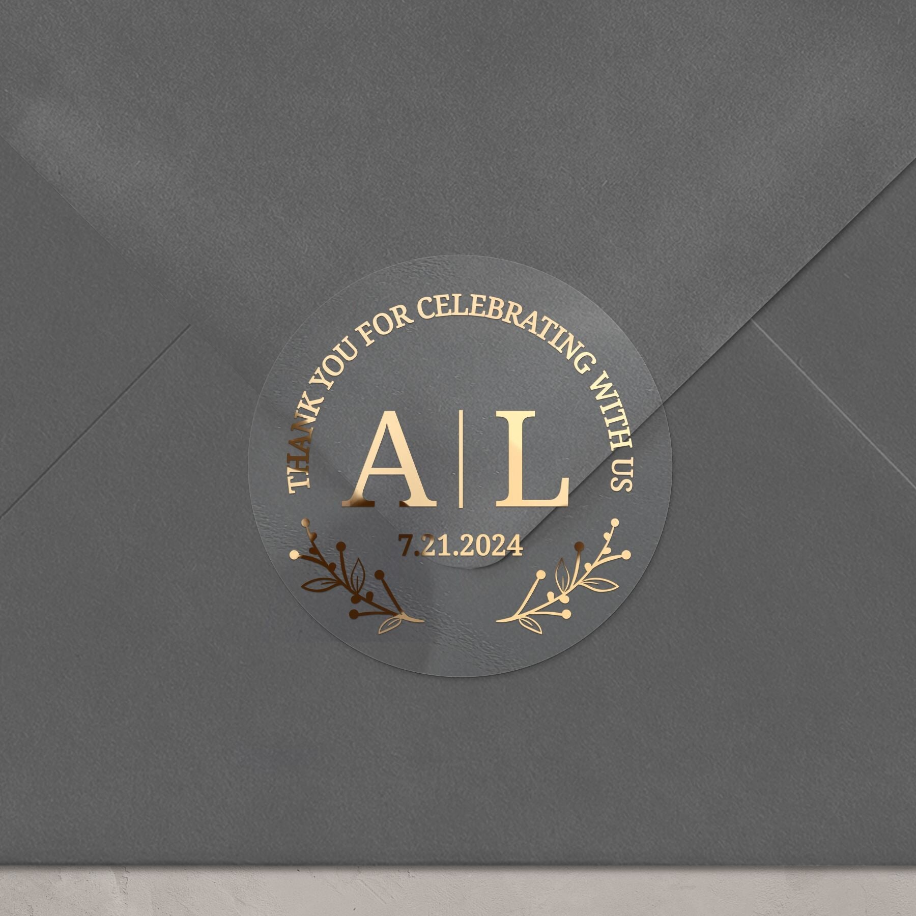 Personalized Wedding Thank you for celebrating with us Stickers - XOXOKristen