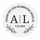 Personalized Wedding Thank you for celebrating with us Stickers - XOXOKristen