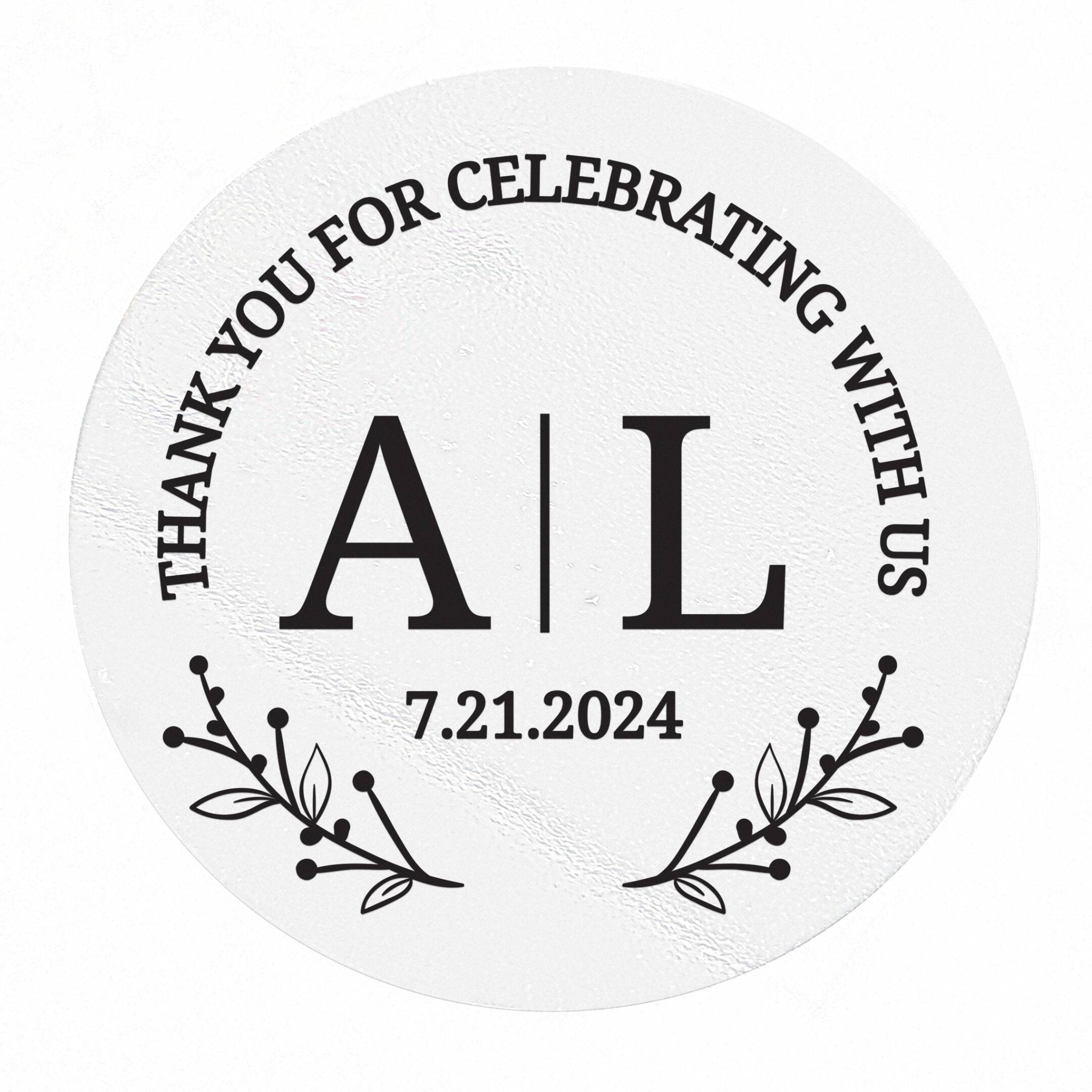 Personalized Wedding Thank you for celebrating with us Stickers - XOXOKristen