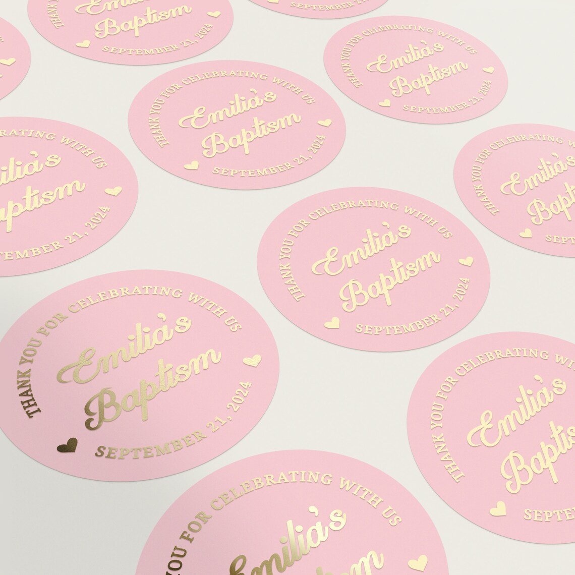Pink and Gold Baptism Stickers for Girl - XOXOKristen