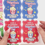 Custom Personalized Valentine Popcorn Stickers for Kids - XOXOKristen