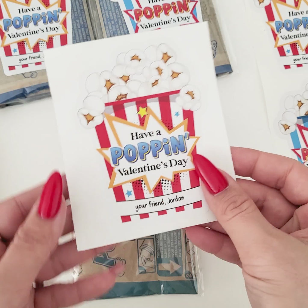 Custom Personalized Kids Valentine Popcorn Stickers - XOXOKristen