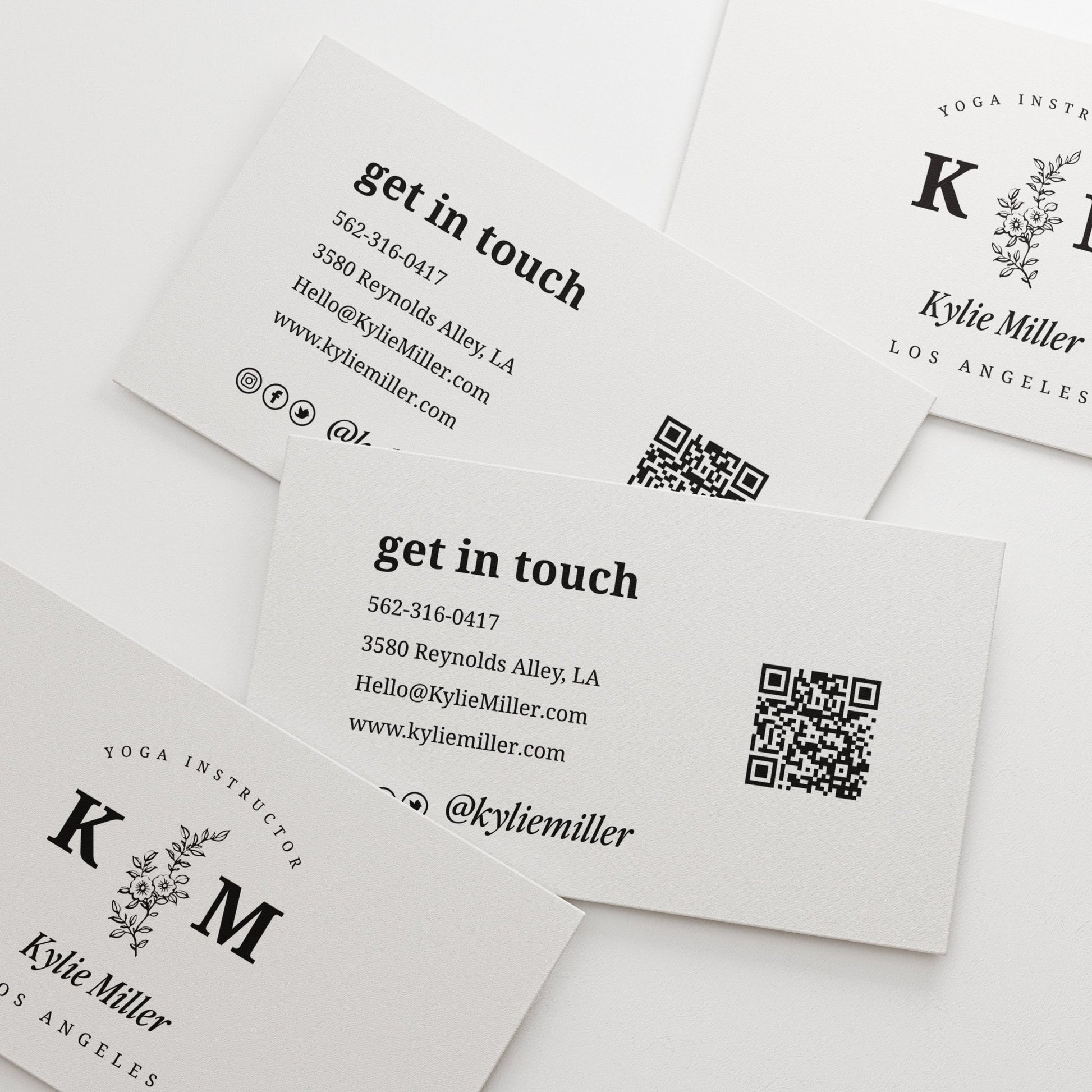 QR Code Business Cards with Elegant Floral Design - XOXOKristen