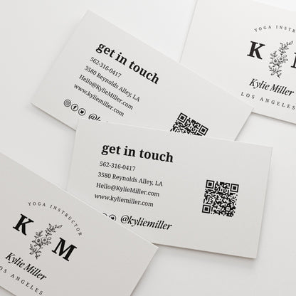 QR Code Business Cards with Elegant Floral Design - XOXOKristen
