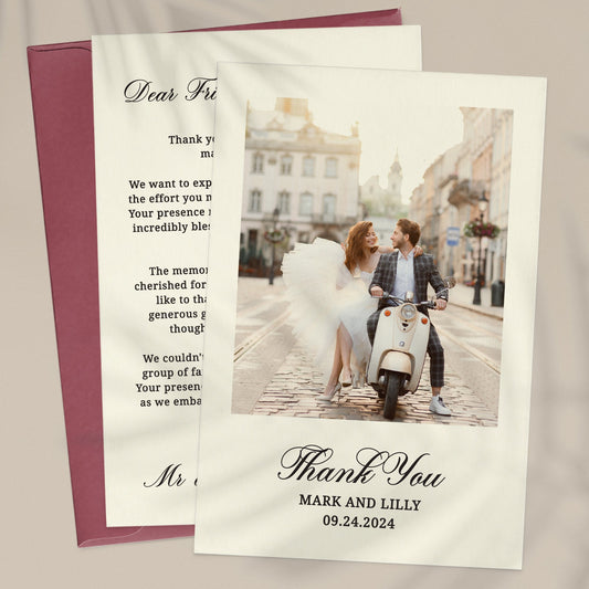 Romantic Wedding Thank You Cards with Photo - XOXOKristen