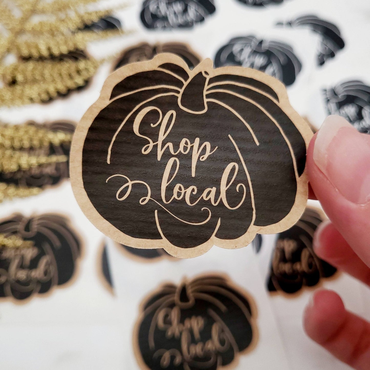 Shop Local Kraft Pumpkin Shaped Label - XOXOKristen