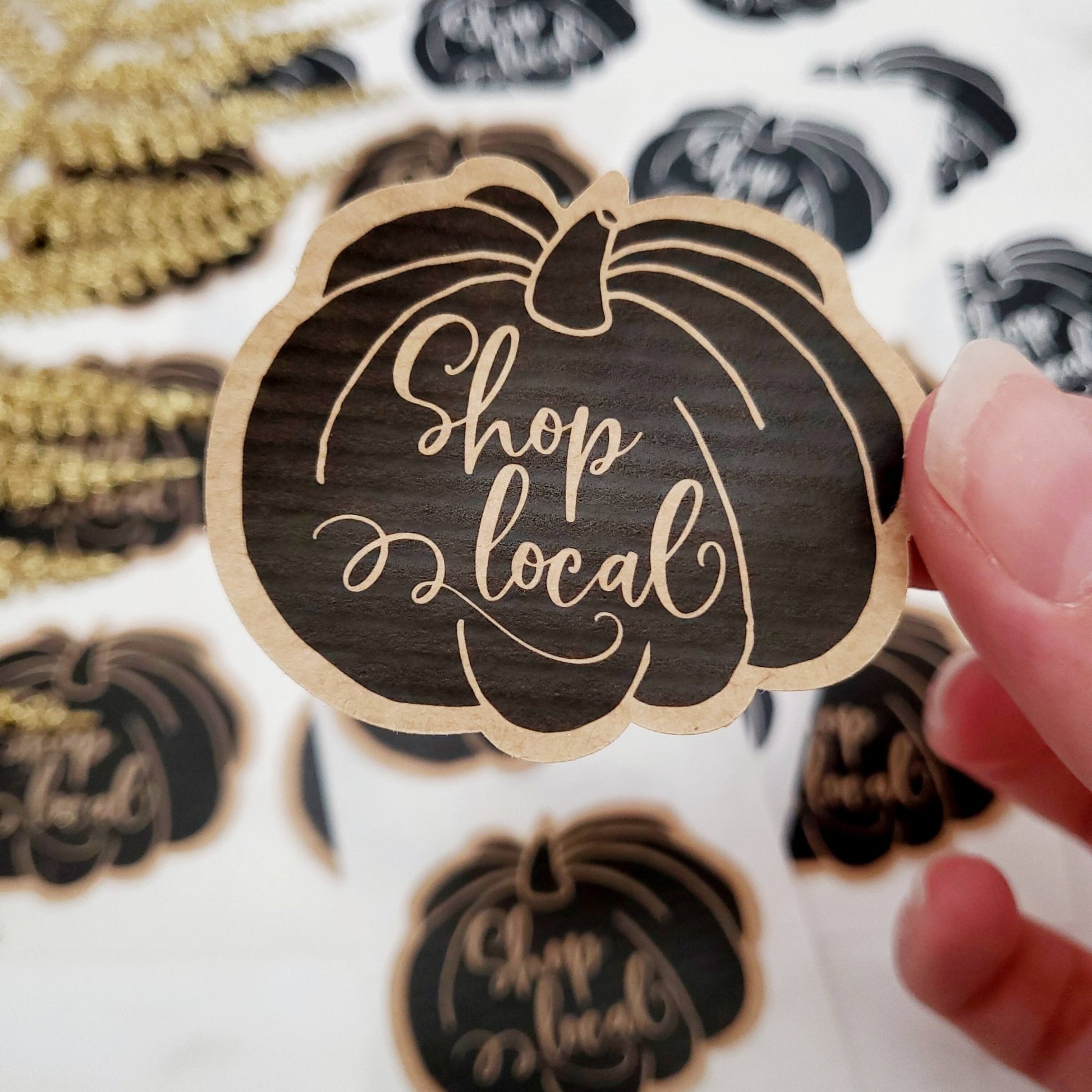 Shop Local Kraft Pumpkin Shaped Label - XOXOKristen