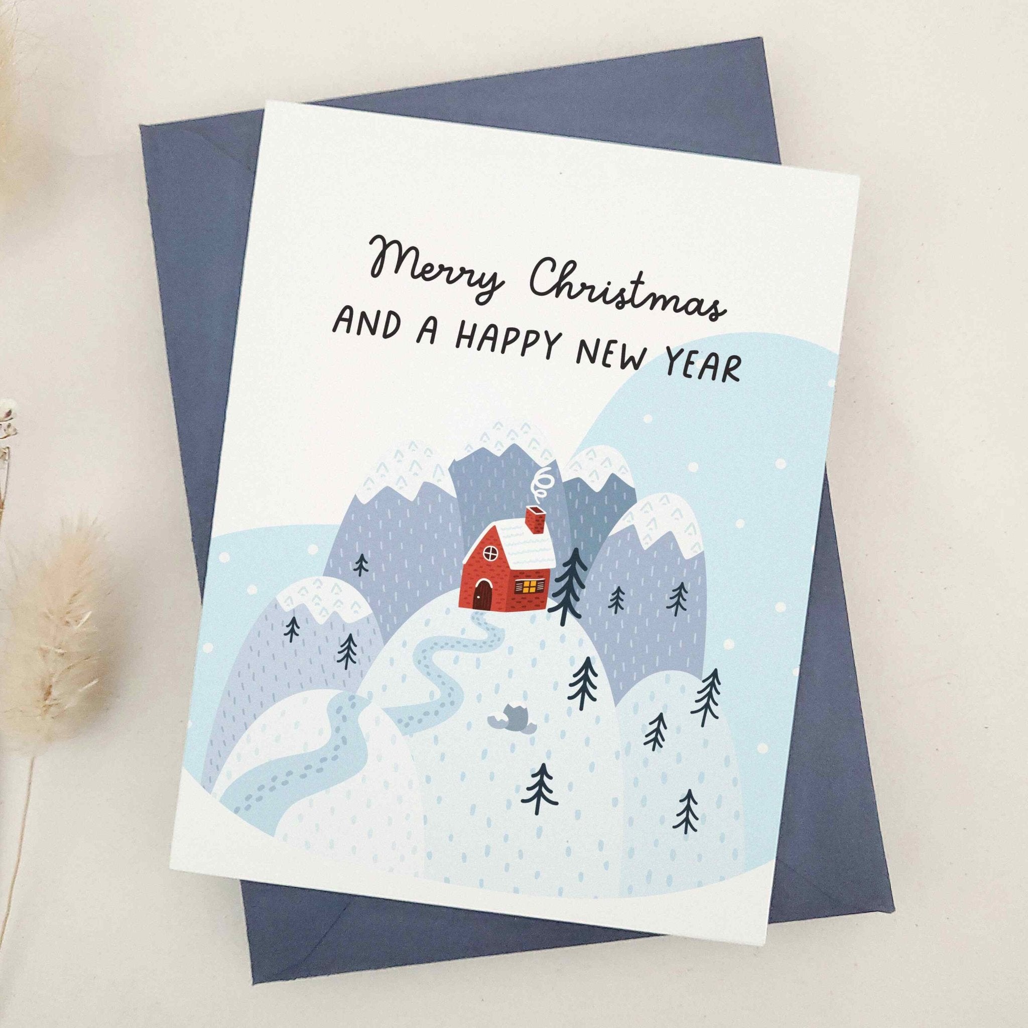 Snowy Merry Christmas and Happy New Year Card - XOXOKristen