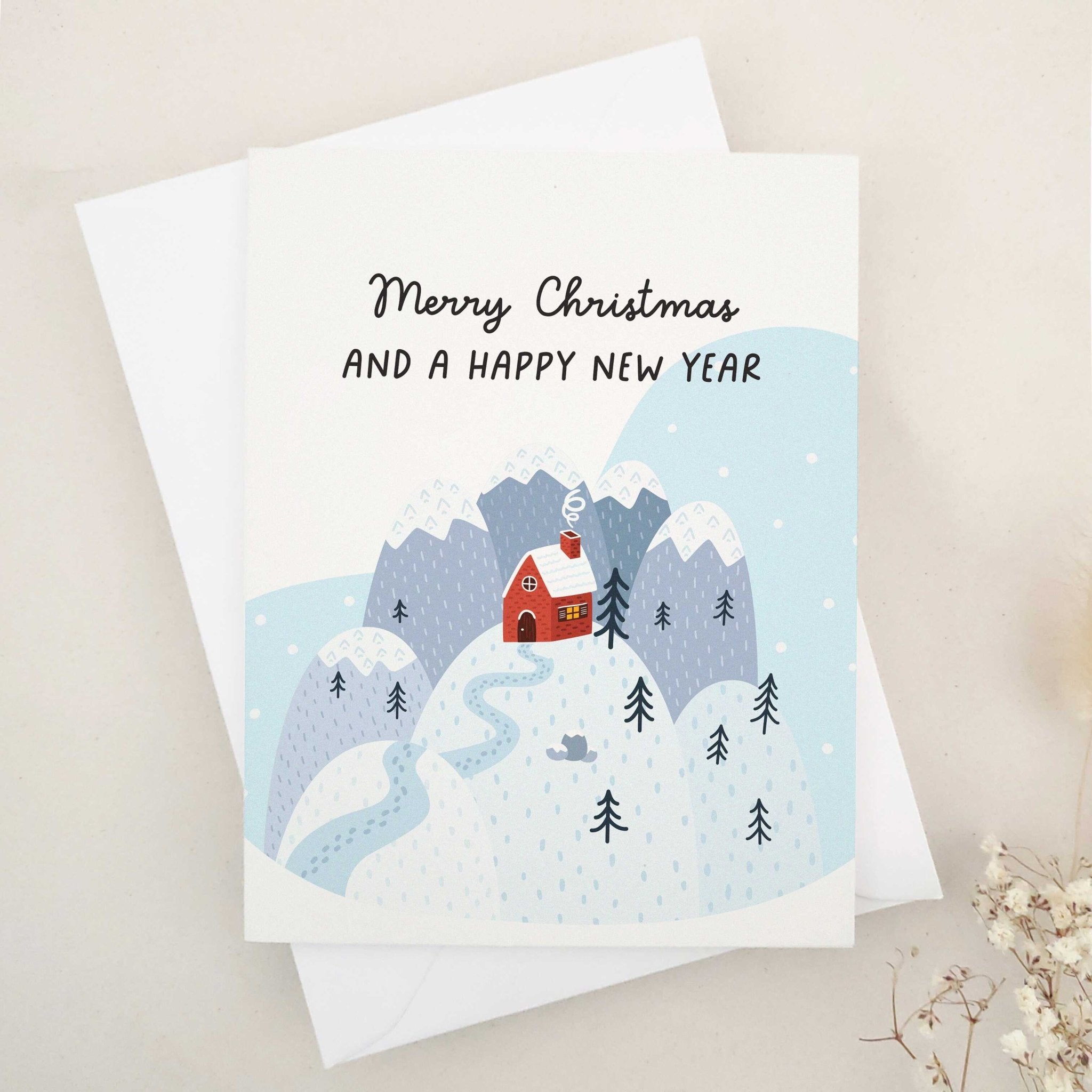 Snowy Merry Christmas and Happy New Year Card - XOXOKristen
