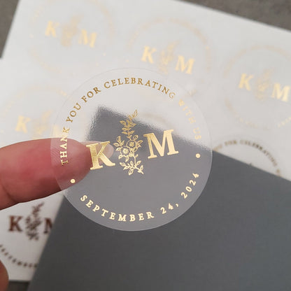 Thank you for celebrating with us Monagram Wedding Stickers - XOXOKristen