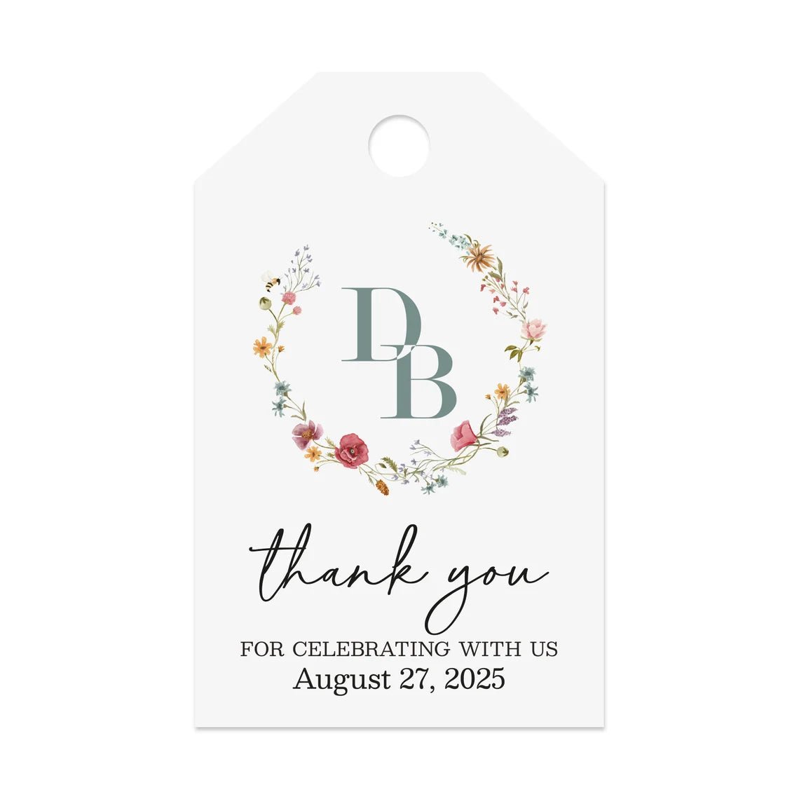 Thank you Wedding Favor Tags with Moniograms - XOXOKristen