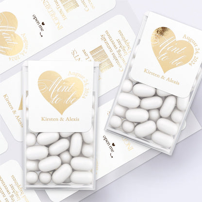 Tic Tac Stickers for Wedding Favors with Gold Foiled Calligraphy - XOXOKristen