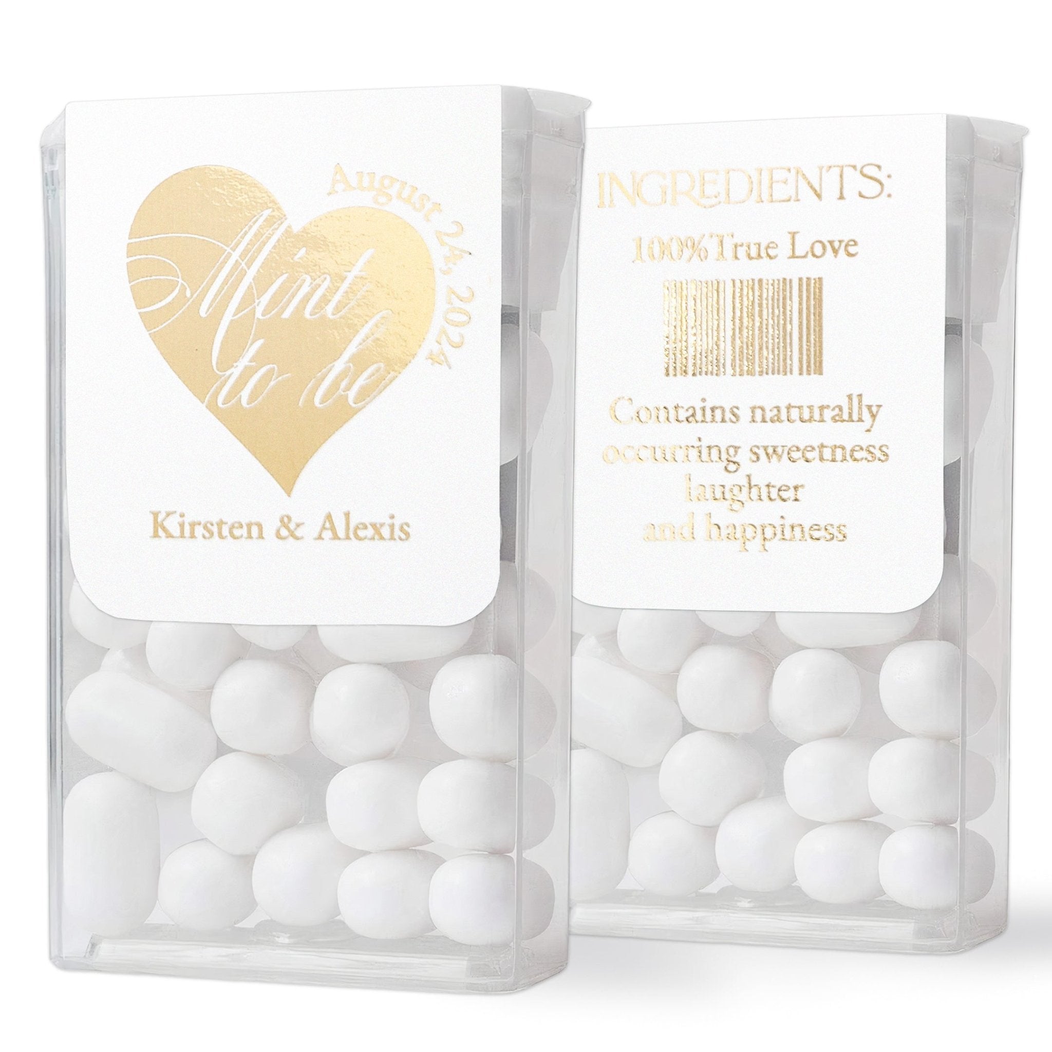 Tic Tac Stickers for Wedding Favors with Gold Foiled Calligraphy - XOXOKristen