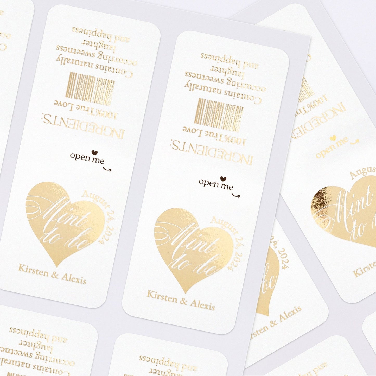 Tic Tac Stickers for Wedding Favors with Gold Foiled Calligraphy - XOXOKristen