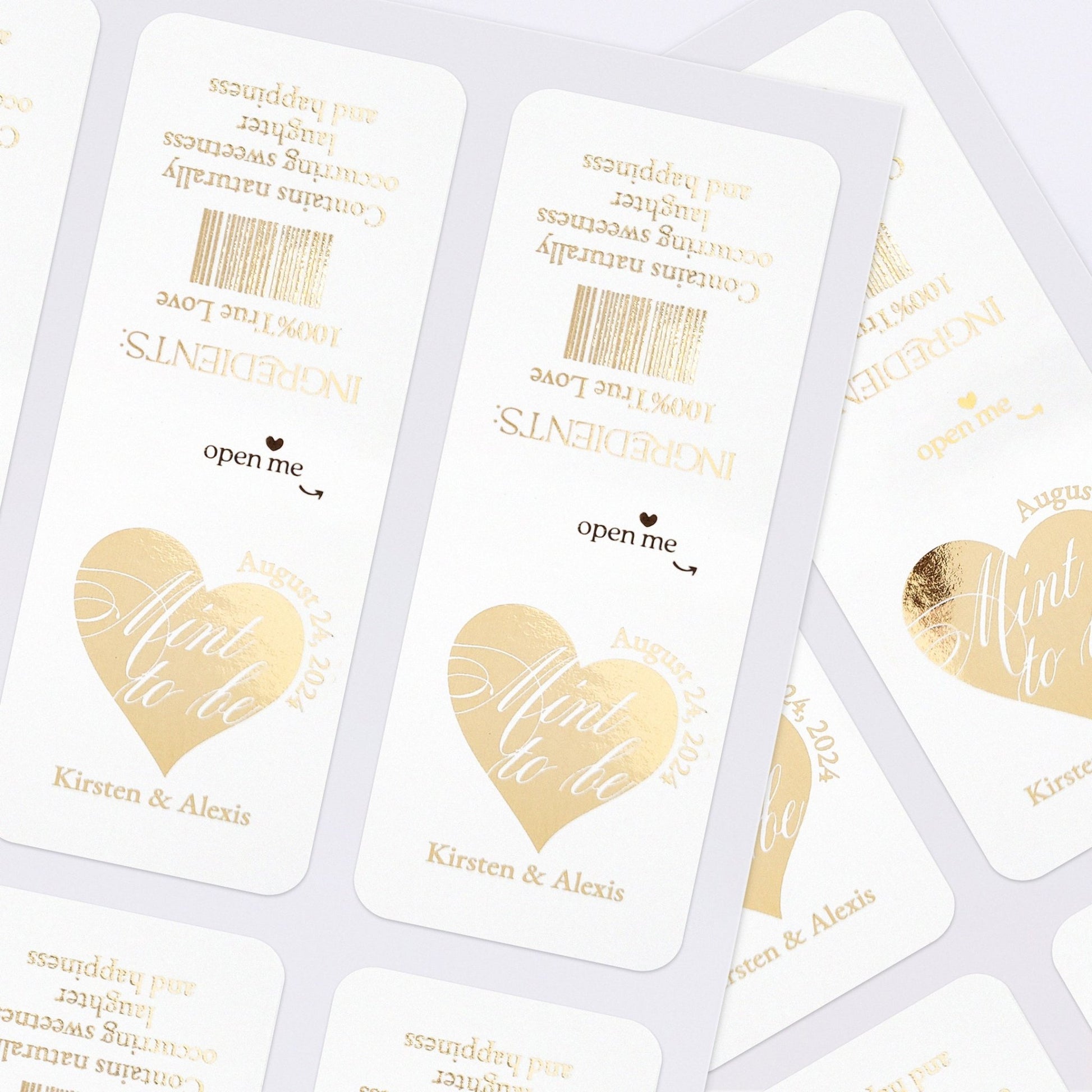Tic Tac Stickers for Wedding Favors with Gold Foiled Calligraphy - XOXOKristen
