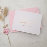 To my Bridesmaid on my Wedding Day Gold Calligraphy Cards - XOXOKristen
