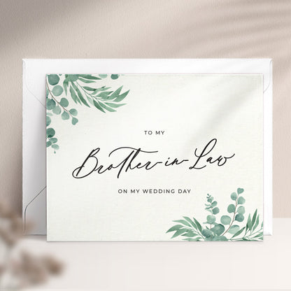 To my Brother - in - law on my Wedding Day Greenery Note Card - XOXOKristen