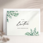 To my Brother on my Wedding Day Greenery Note Card - XOXOKristen