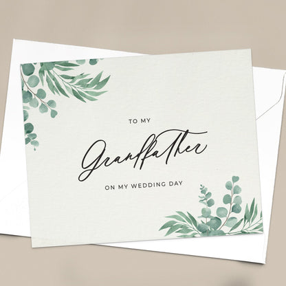 To my Grandfather on my Wedding Day Greenery Note Card - XOXOKristen