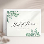 To my Maid of honor on my Wedding Day Greenery Note Card - XOXOKristen