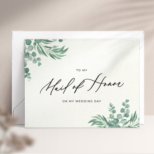 To my Maid of honor on my Wedding Day Greenery Note Card - XOXOKristen