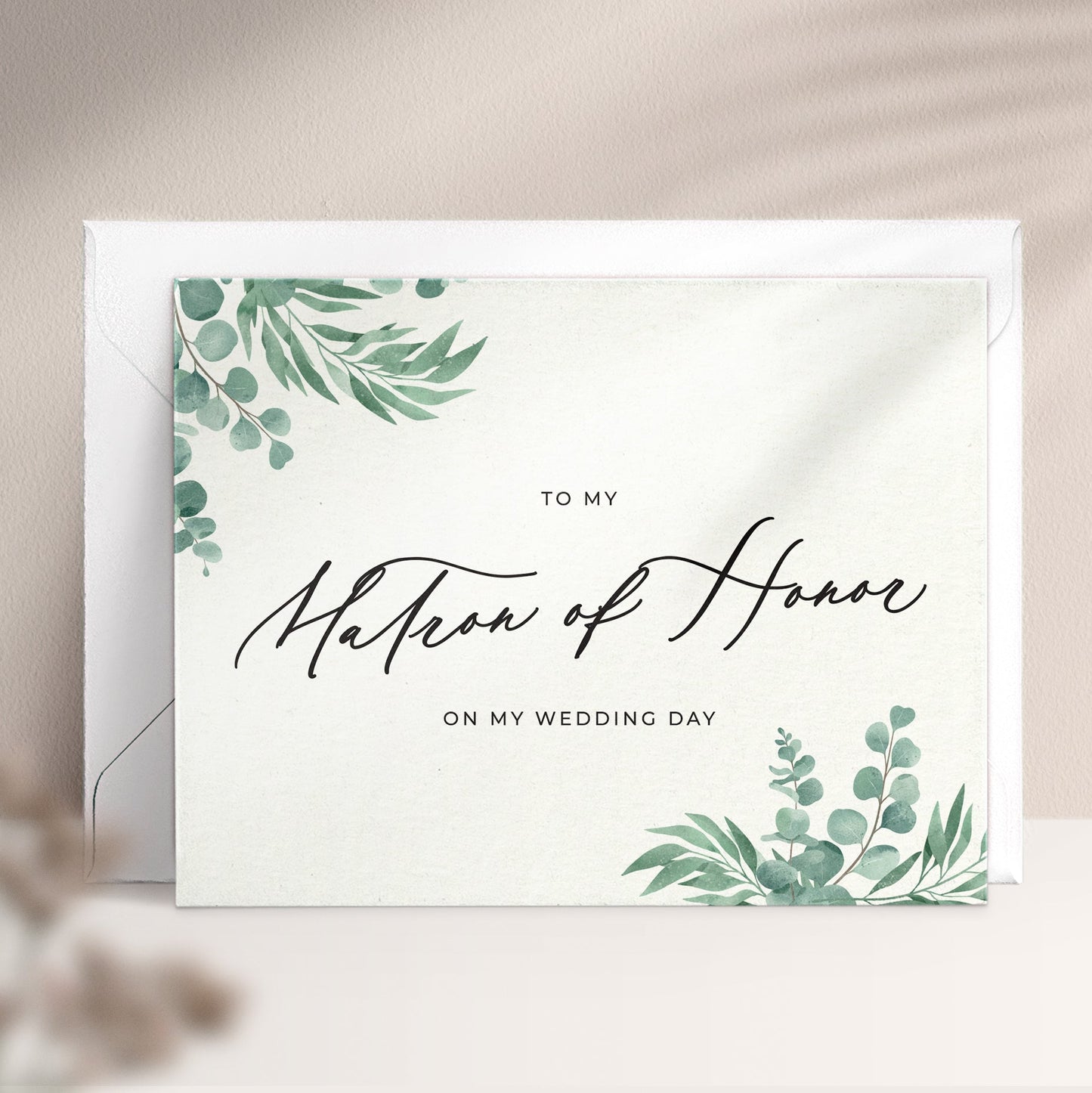 To my Matron of honor on my Wedding Day Greenery Note Card - XOXOKristen