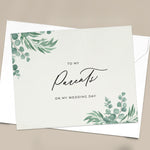To my Parents on my Wedding Day Greenery Note Card - XOXOKristen