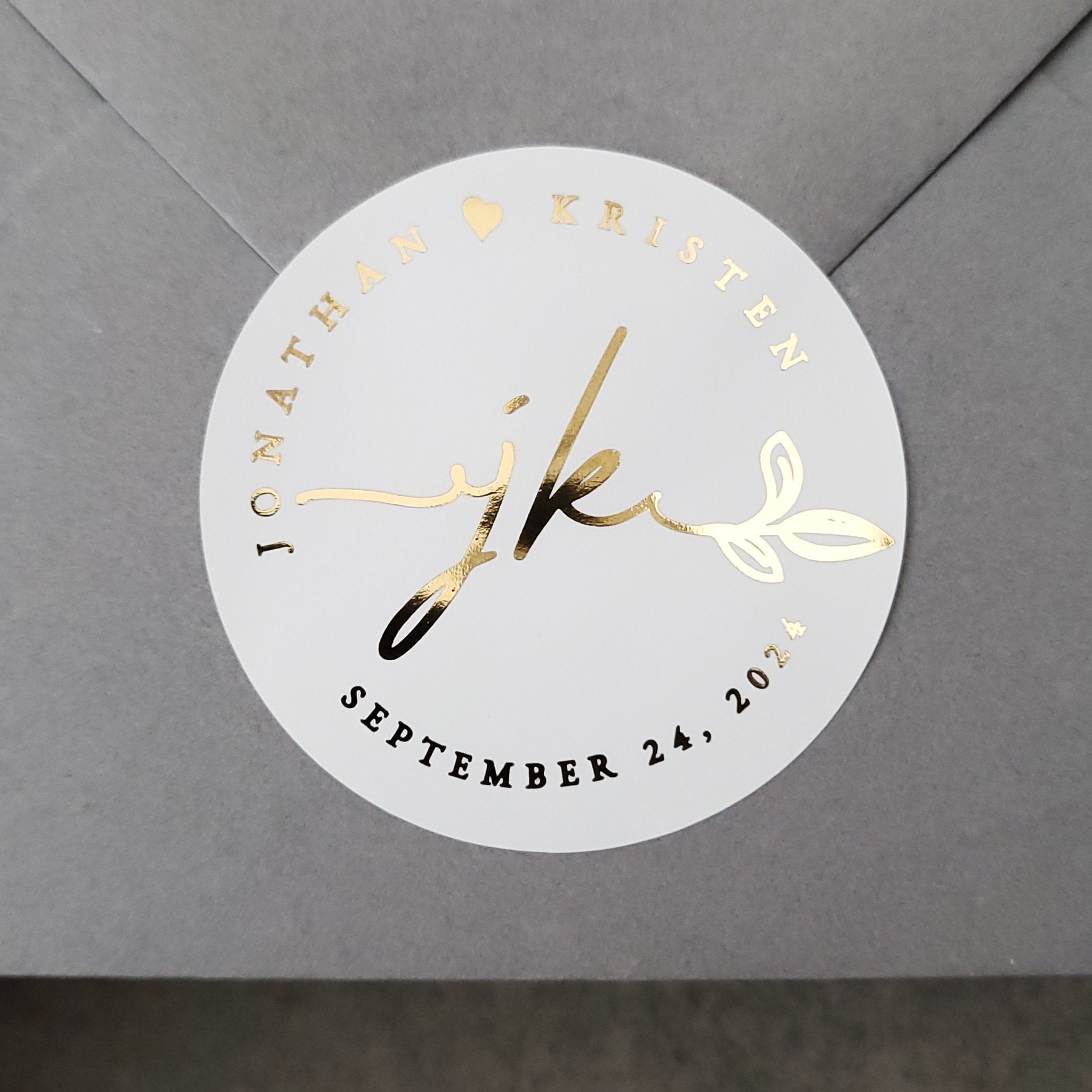Wedding favor stickers with gold foil - XOXOKristen