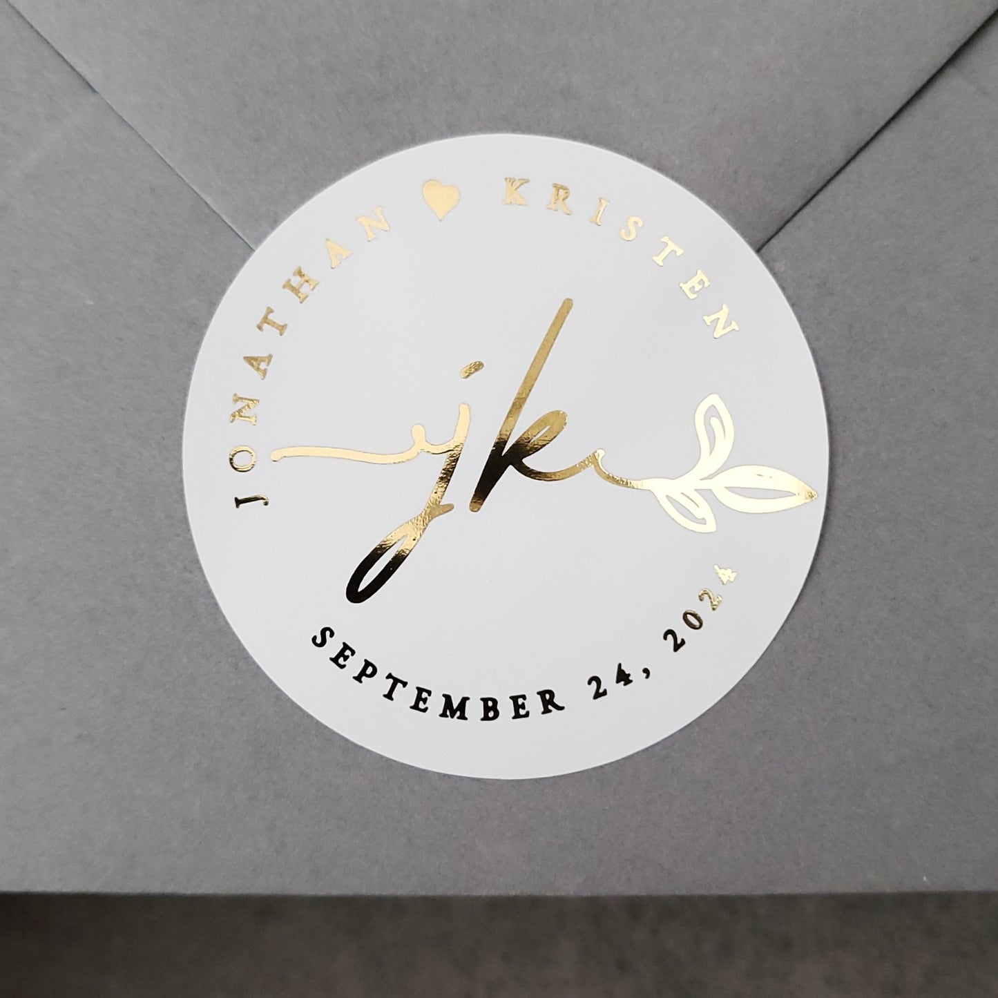 Wedding favor stickers with gold foil - XOXOKristen