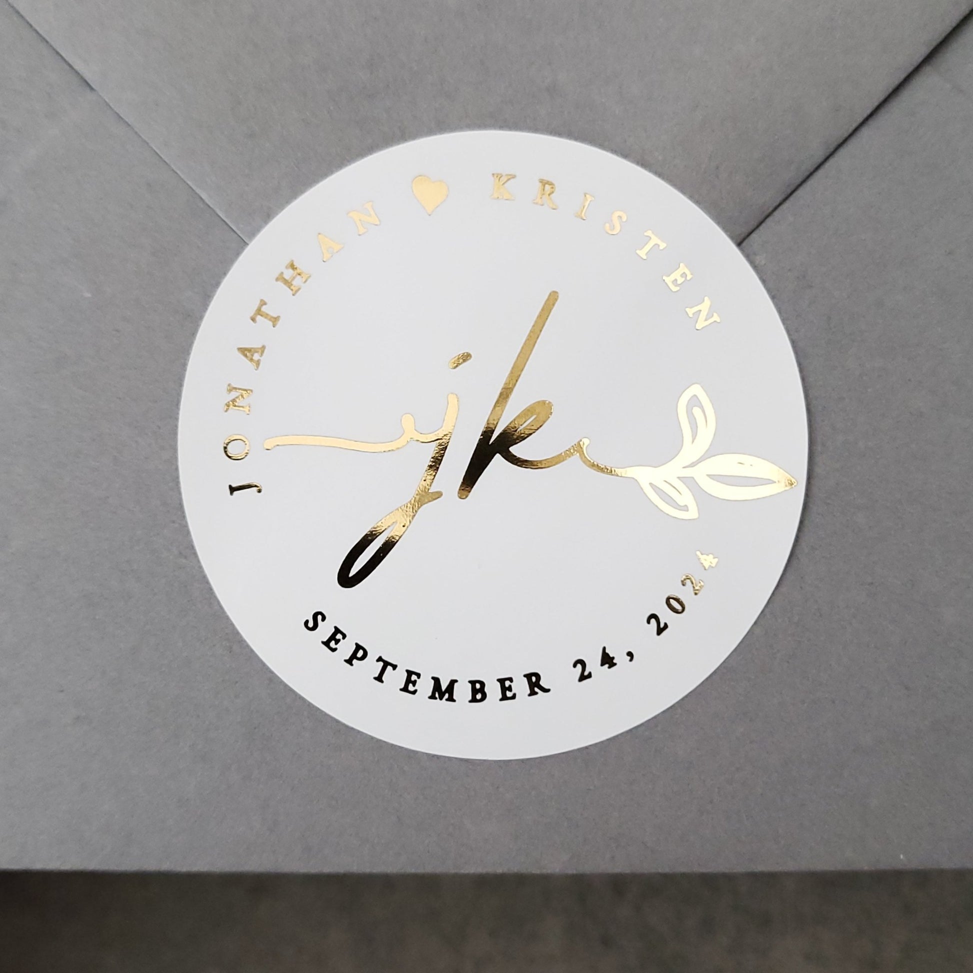 Wedding favor stickers with gold foil - XOXOKristen