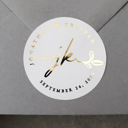 Wedding favor stickers with gold foil - XOXOKristen