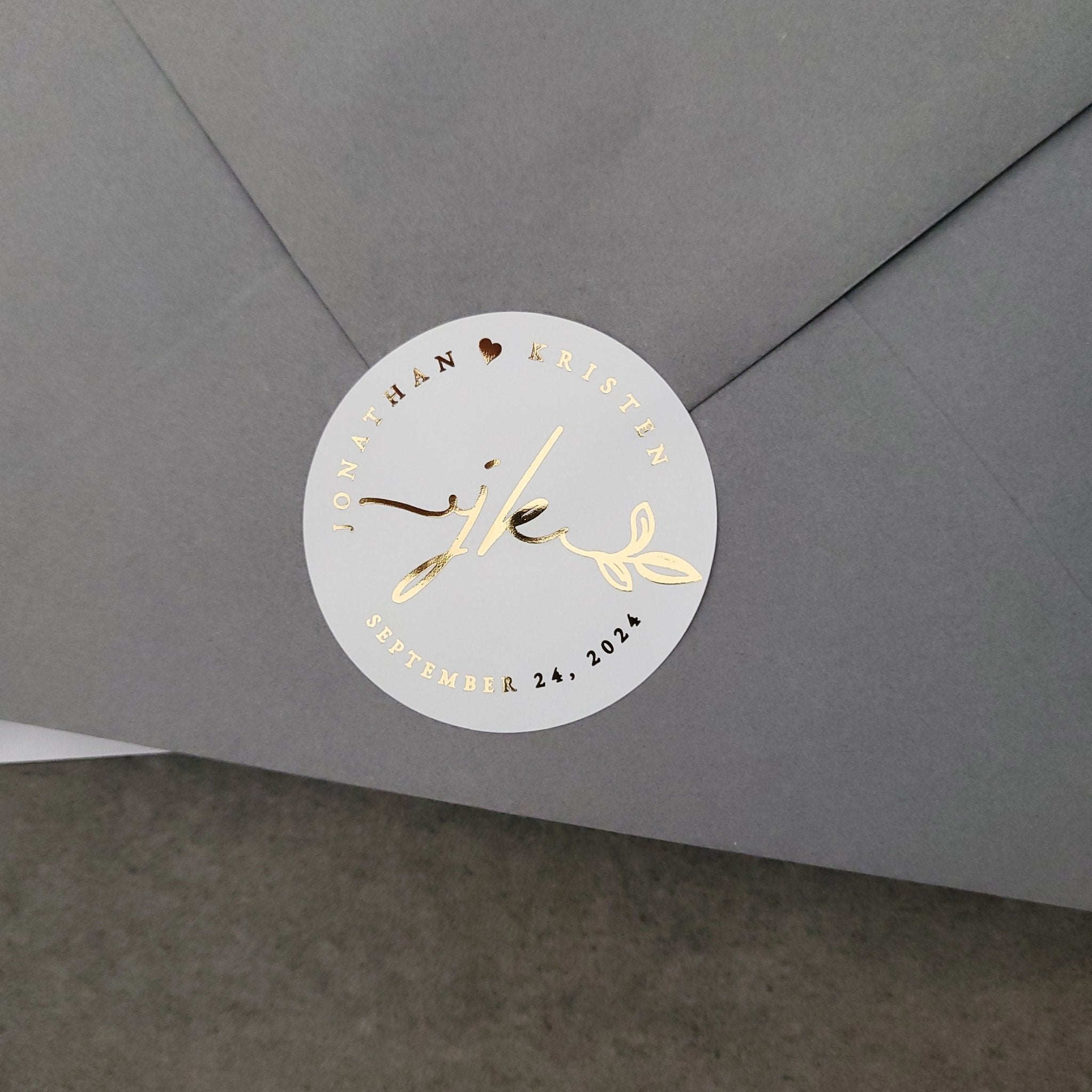 Wedding favor stickers with gold foil - XOXOKristen