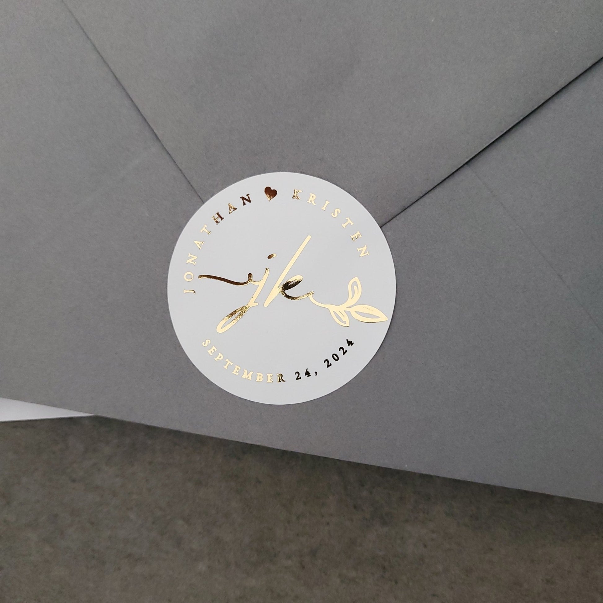 Wedding favor stickers with gold foil - XOXOKristen