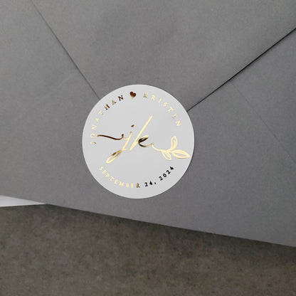 Wedding favor stickers with gold foil - XOXOKristen