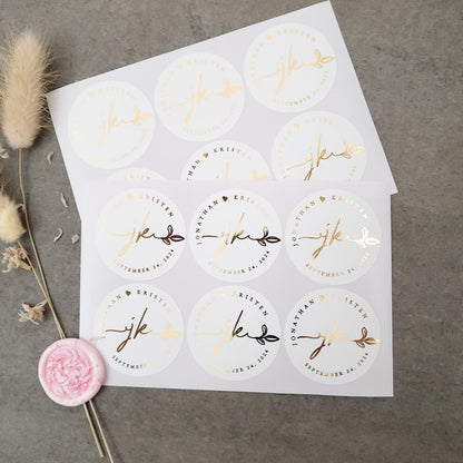 Wedding favor stickers with gold foil - XOXOKristen
