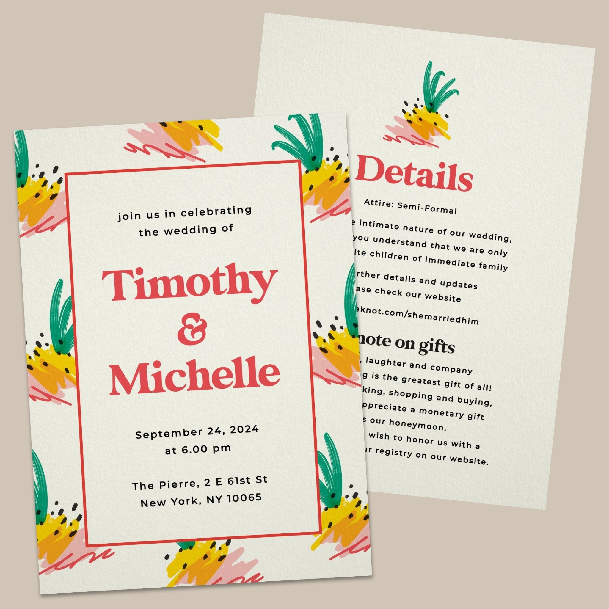 Wedding Invitations with Bright Design - XOXOKristen