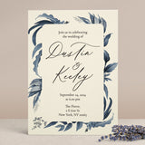 Wedding Invitations with Dark Blue Leaves - XOXOKristen