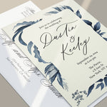 Wedding Invitations with Dark Blue Leaves - XOXOKristen