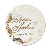 Wedding Stickers for Favors with Gold Floral Frame - XOXOKristen