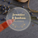 Wedding Stickers with Gold Foil Print and Floral Branch - XOXOKristen