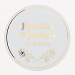 Wedding Stickers with Gold Foil Print and Floral Branch - XOXOKristen