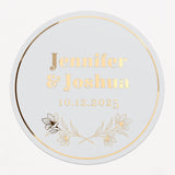 Wedding Stickers with Gold Foil Print and Floral Branch - XOXOKristen