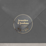 Wedding Stickers with Gold Foil Print and Floral Branch - XOXOKristen