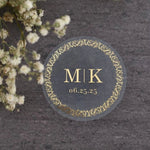 Wedding Stickers with Luxury Golden Frame and Monograms - XOXOKristen