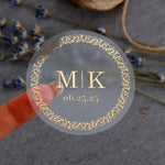 Wedding Stickers with Luxury Golden Frame and Monograms - XOXOKristen