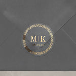 Wedding Stickers with Luxury Golden Frame and Monograms - XOXOKristen