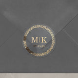 Wedding Stickers with Luxury Golden Frame and Monograms - XOXOKristen