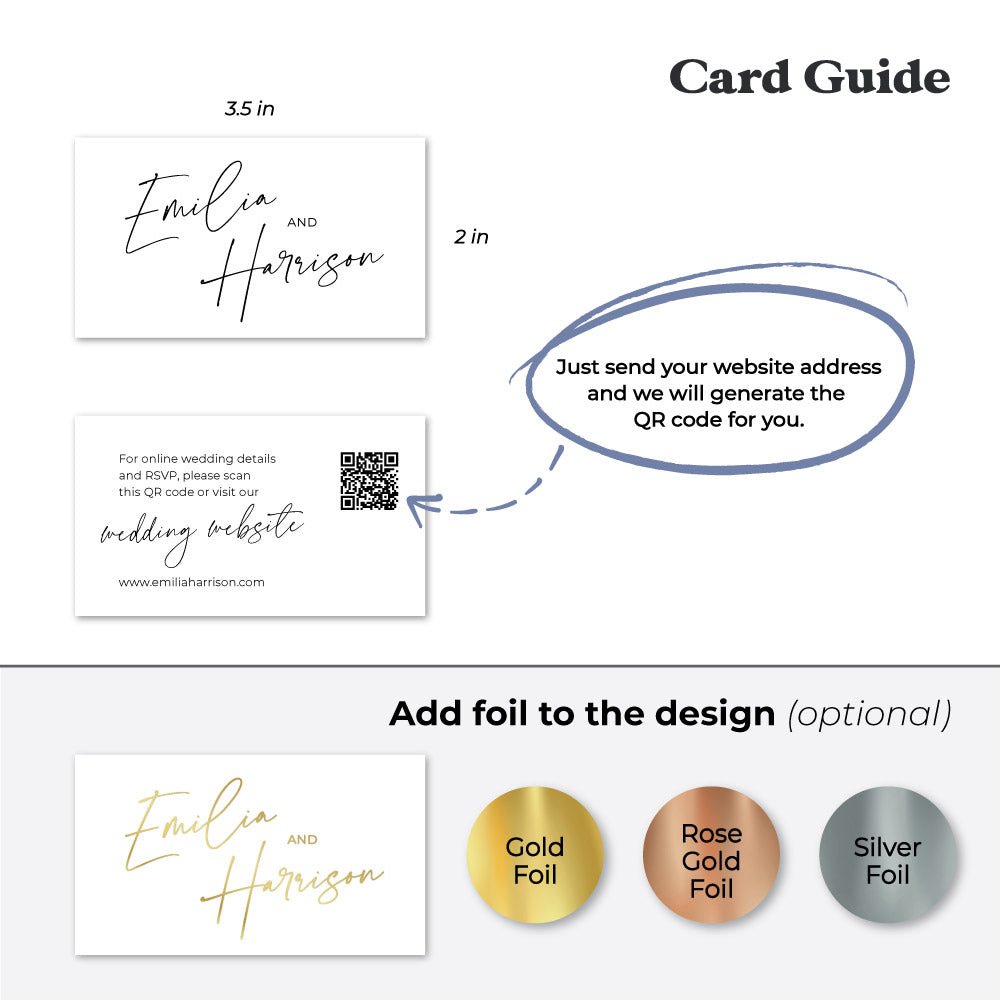 Wedding Website Card with QR Code and Modern Calligraphy - XOXOKristen