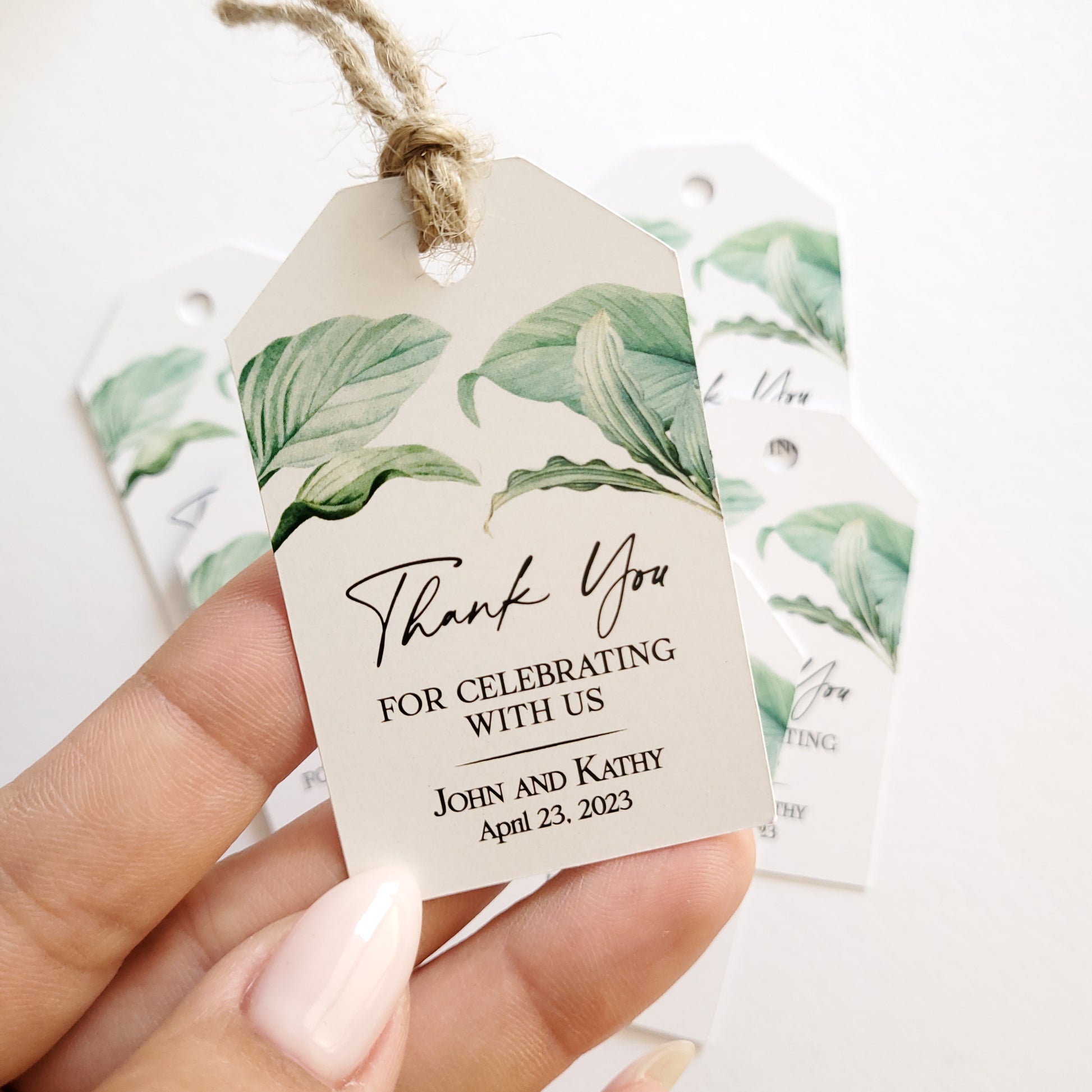greenery "thank you for celebrating with us" wedding tags -  XOXOKristen