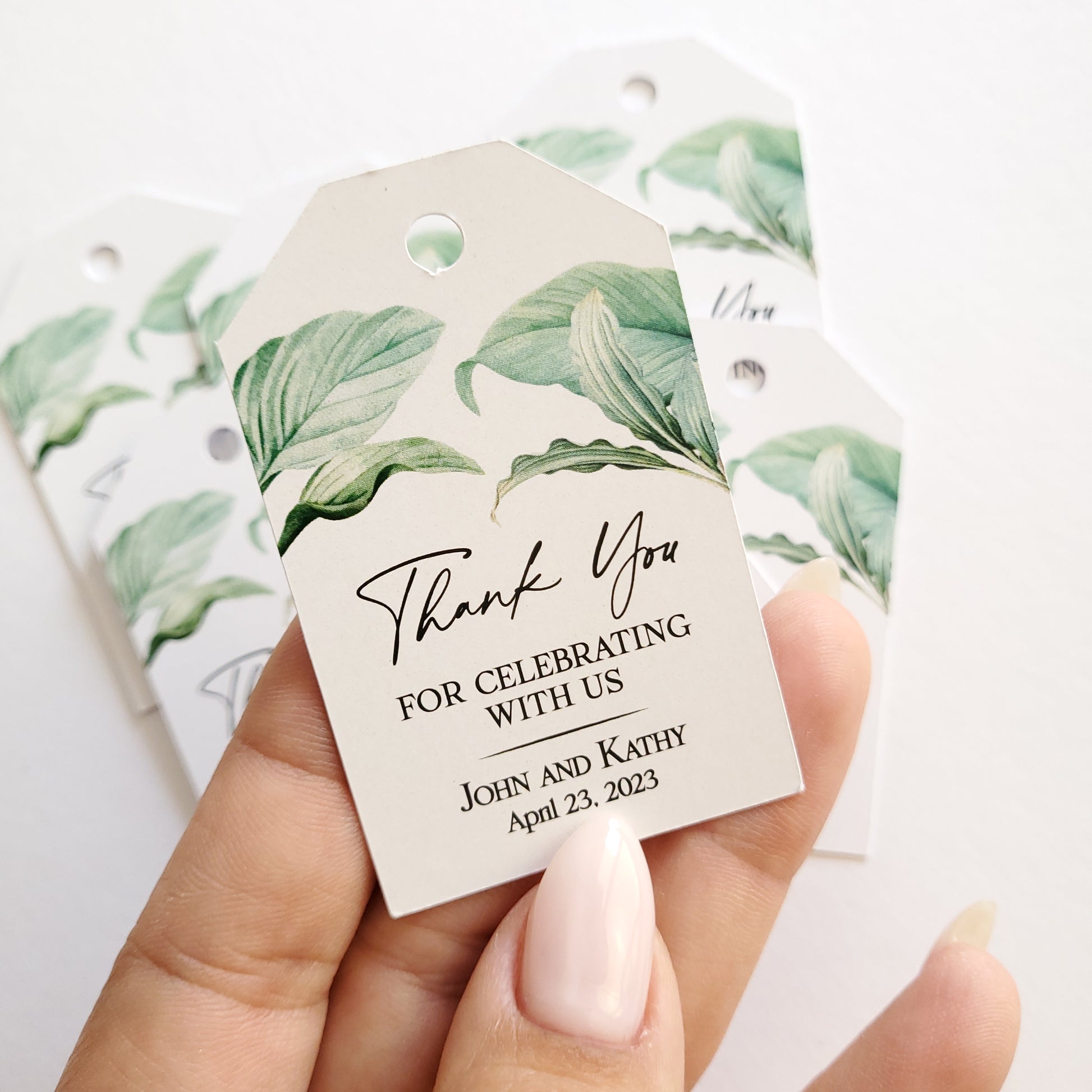 greenery "thank you for celebrating with us" wedding tags -  XOXOKristen